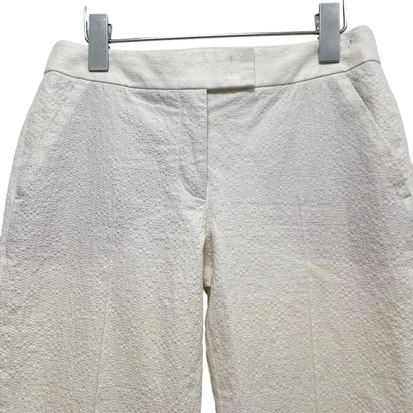 Akris Punto Textured Crop Cotton Cream Ivory Pants Dressy Preppy Trousers Size 2 - Picture 5 of 10